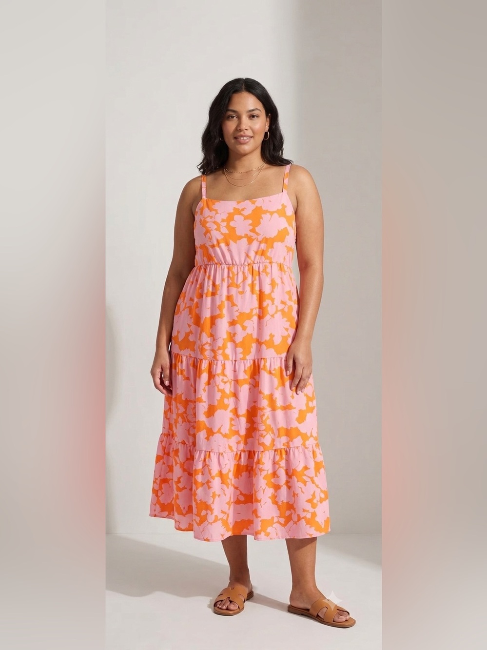 NWOT Social Standard by Sanctuary Pink Orange Floral Midi Dress XL